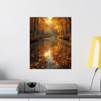 Autumn Reflection Art Poster, Matte Vertical Posters, Fall Decor, Home Wall Art, Nature Print, Seasonal Decoration