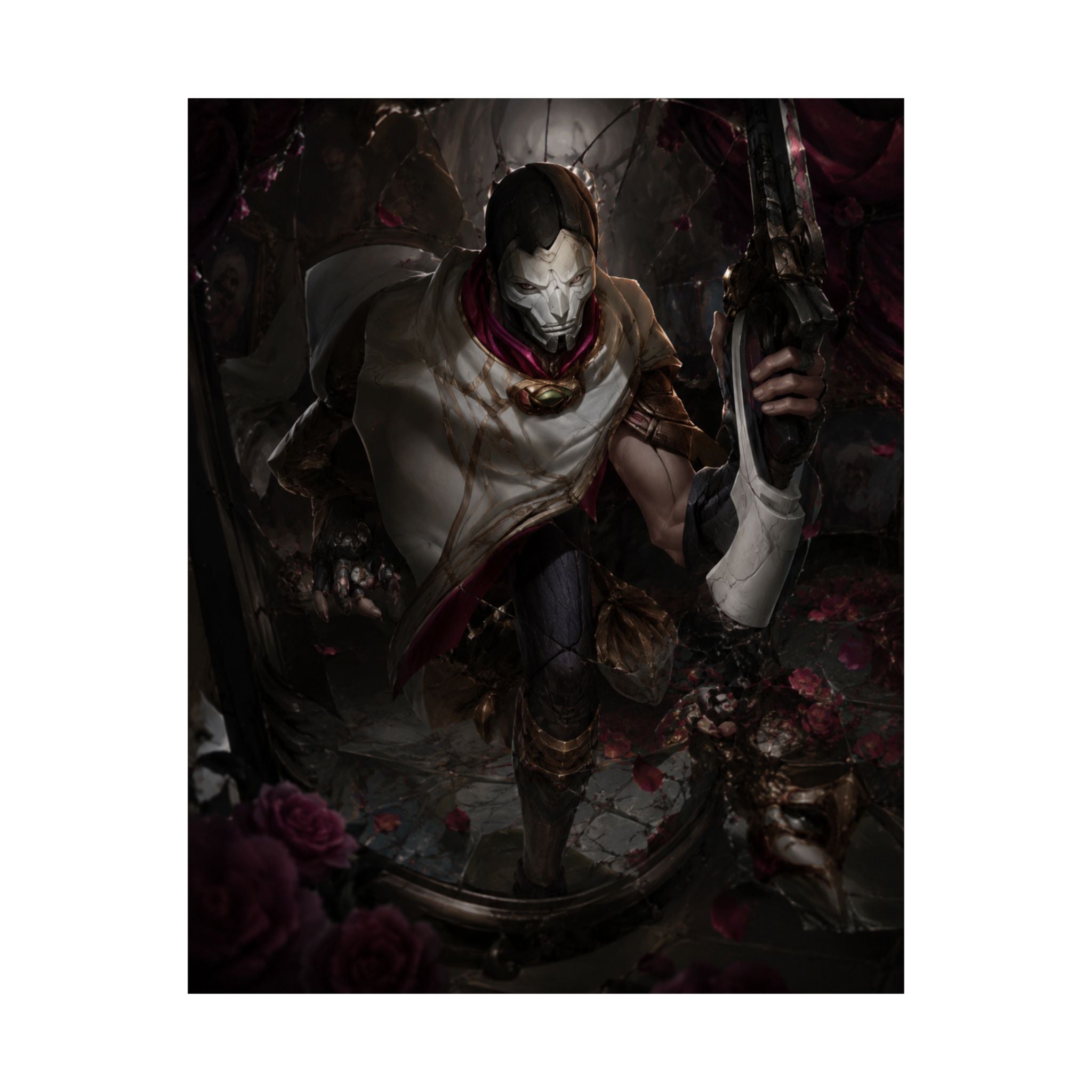 Dark Fantasy Masked Warrior Wall Art — Matte Vertical Art Print