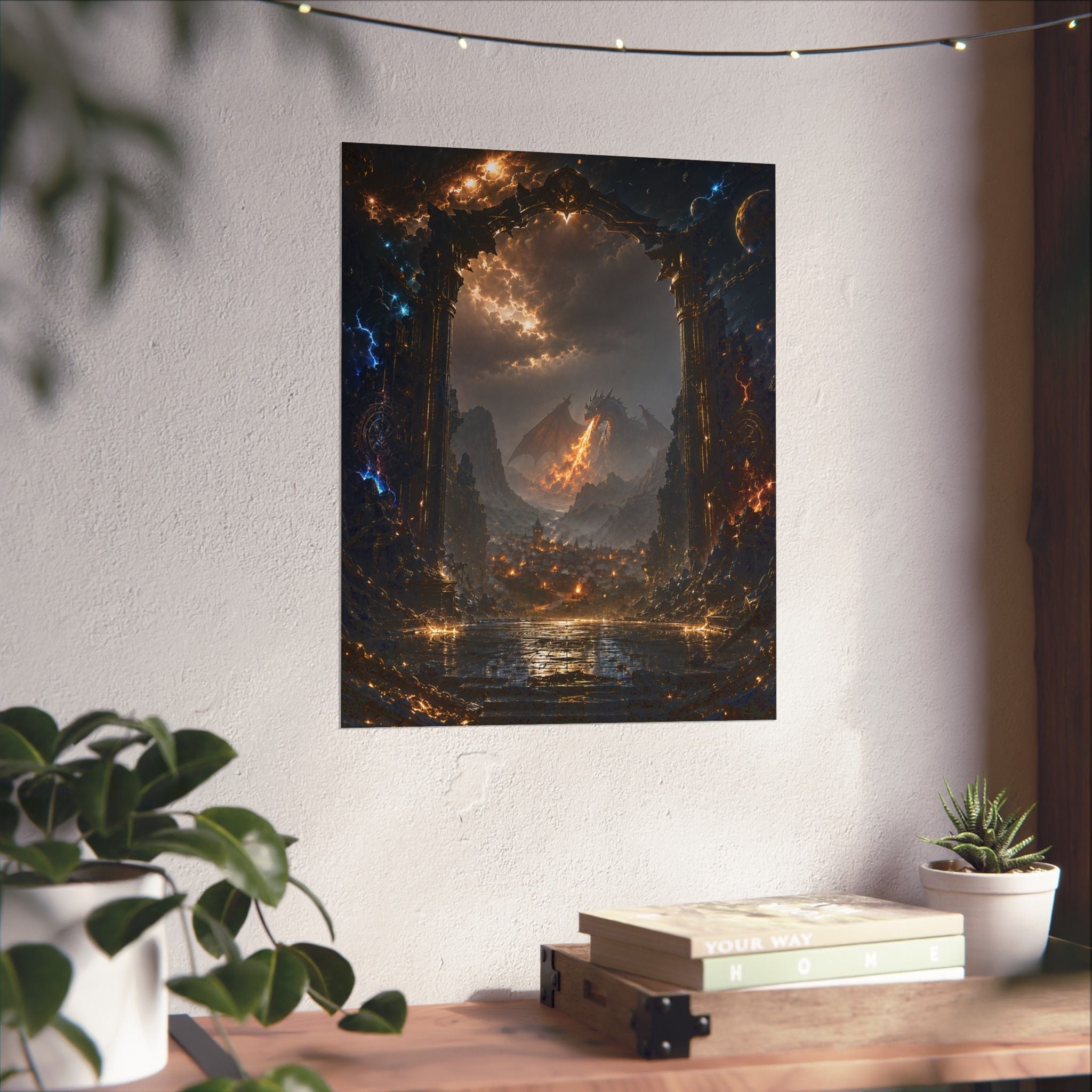 Fantasy Dragon Gaming Wall Art — Epic Dragon Lair Wall Art