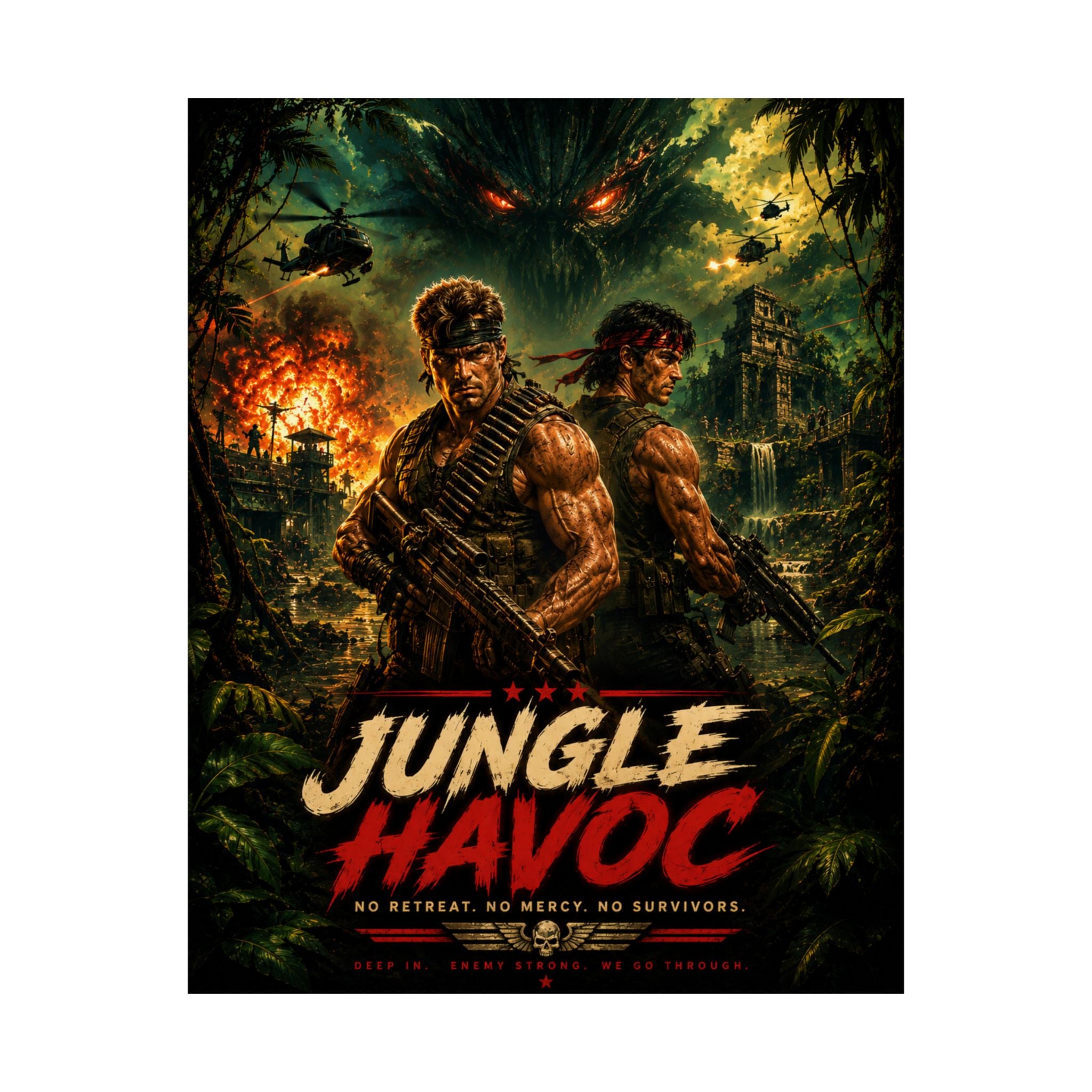 Jungle Havoc Matte Poster — Retro Action Movie Wall Art