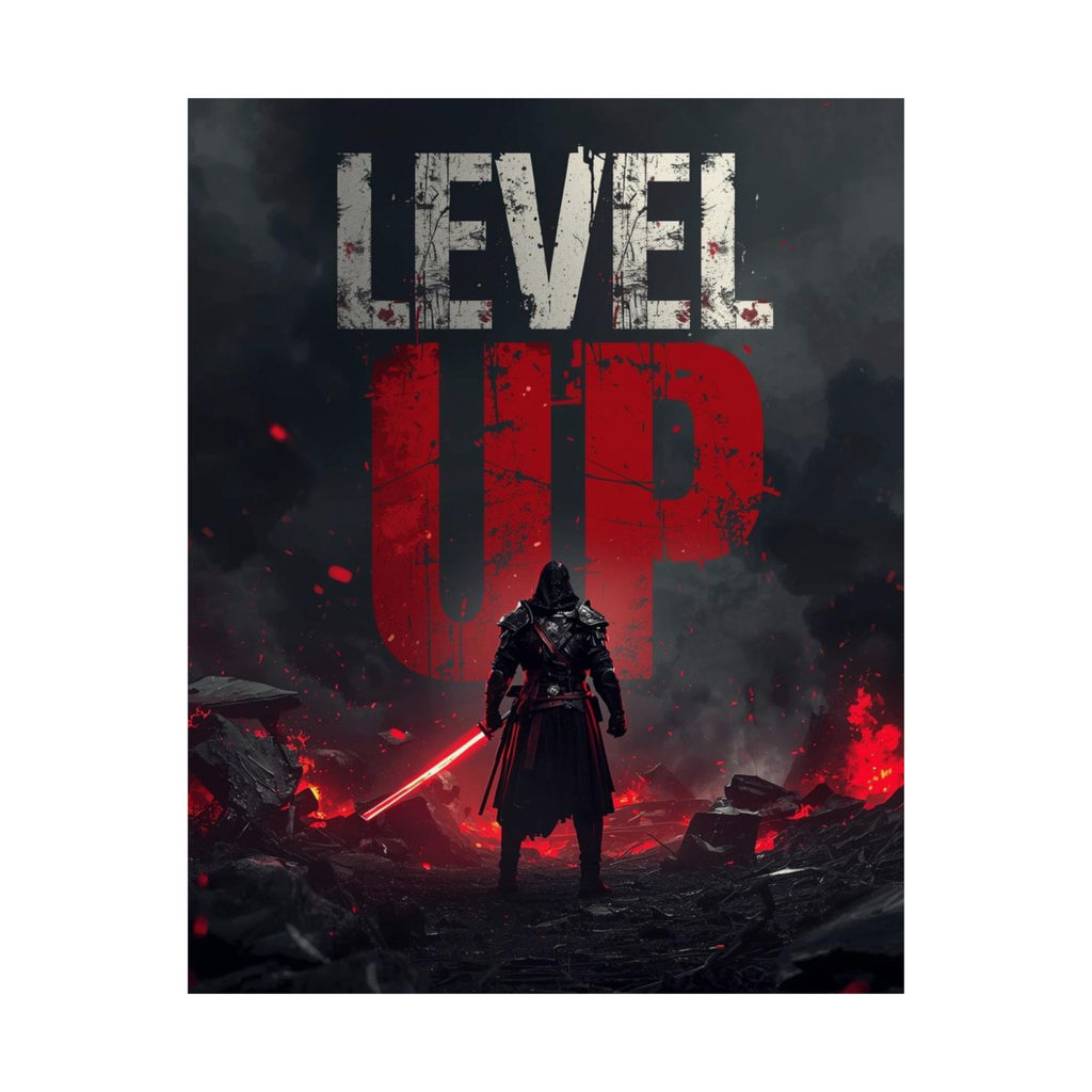 Level Up Poster — Dark Sci‑Fi Gamer Wall Art