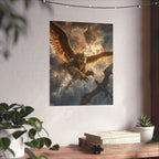 Gryphon vs Dragon Matte Vertical Poster | Fantasy Battle Wall Art
