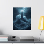 Lighthouse in Storm Poster — Moody Nautical Wall Art