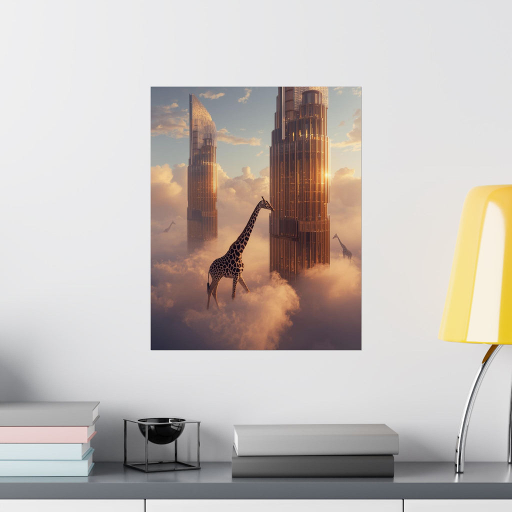 Surreal Giraffe Art Poster, Modern Wall Decor, Unique Gift for Animal Lovers, Contemporary Home Art, Stylish Office Decoration
