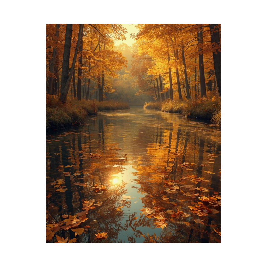 Autumn Reflection Art Poster, Matte Vertical Posters, Fall Decor, Home Wall Art, Nature Print, Seasonal Decoration