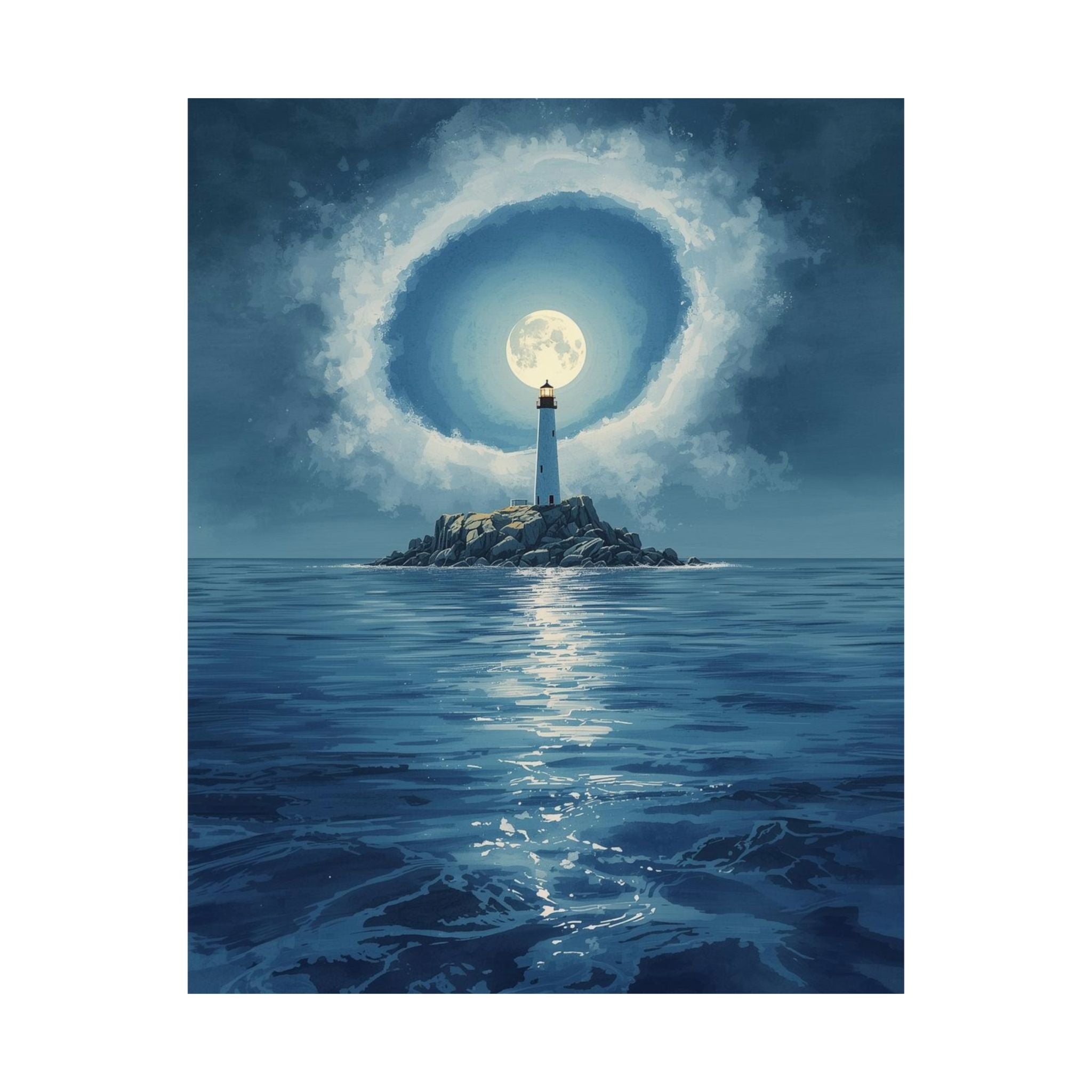 Lighthouse Moonlit Matte Vertical Posters, Nautical Wall Art, Coastal Decor, Beach House Print, Ocean Lover Gift