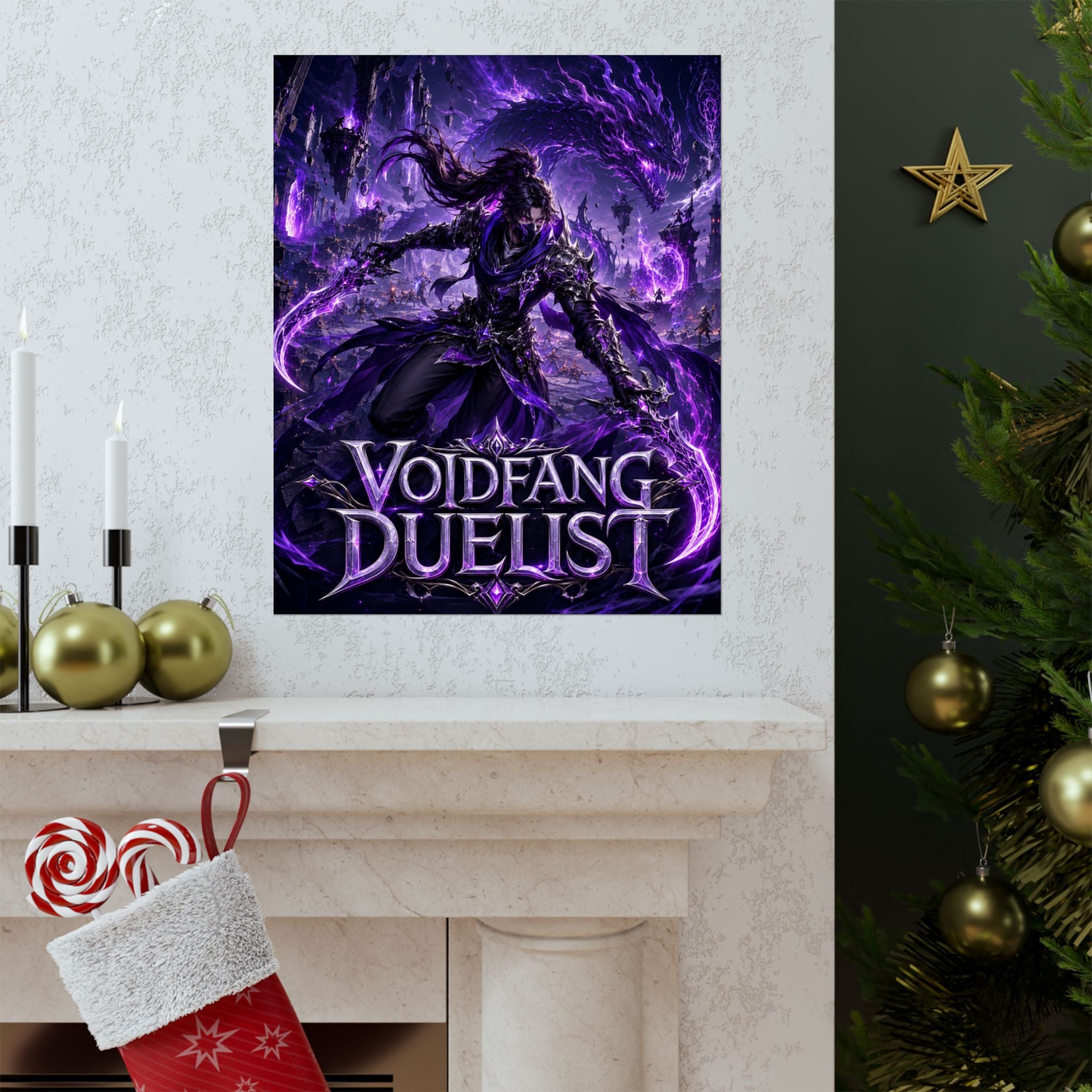 Voidfang Duelist Poster — Dark Fantasy Matte Vertical Wall Art