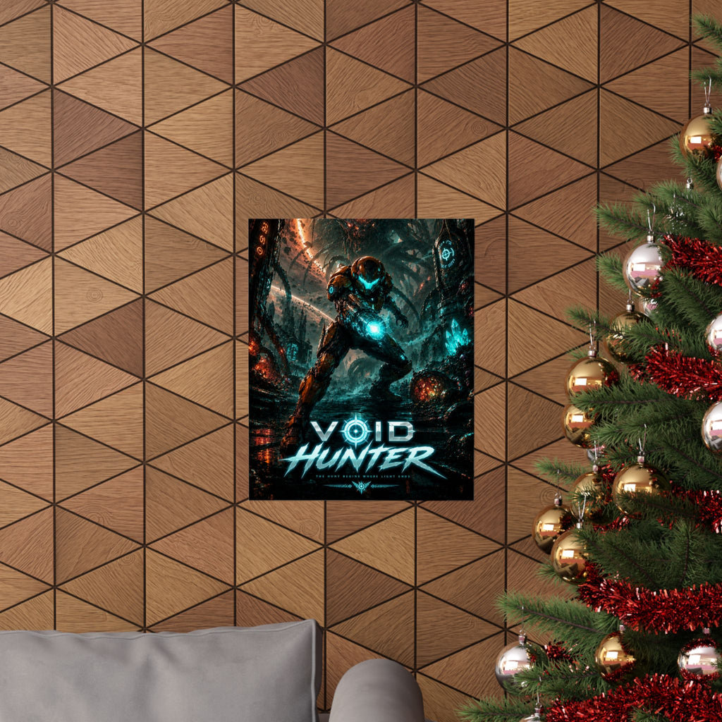 Void Hunter Sci‑Fi Gaming NES Poster — Futuristic Space Warrior Gaming Wall Art