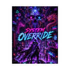 System Override Cyberpunk Poster — Neon Soaked Gaming Art