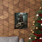 Viking Warrior Woman Dragon Skull Poster — Fantasy Norse Wall Art