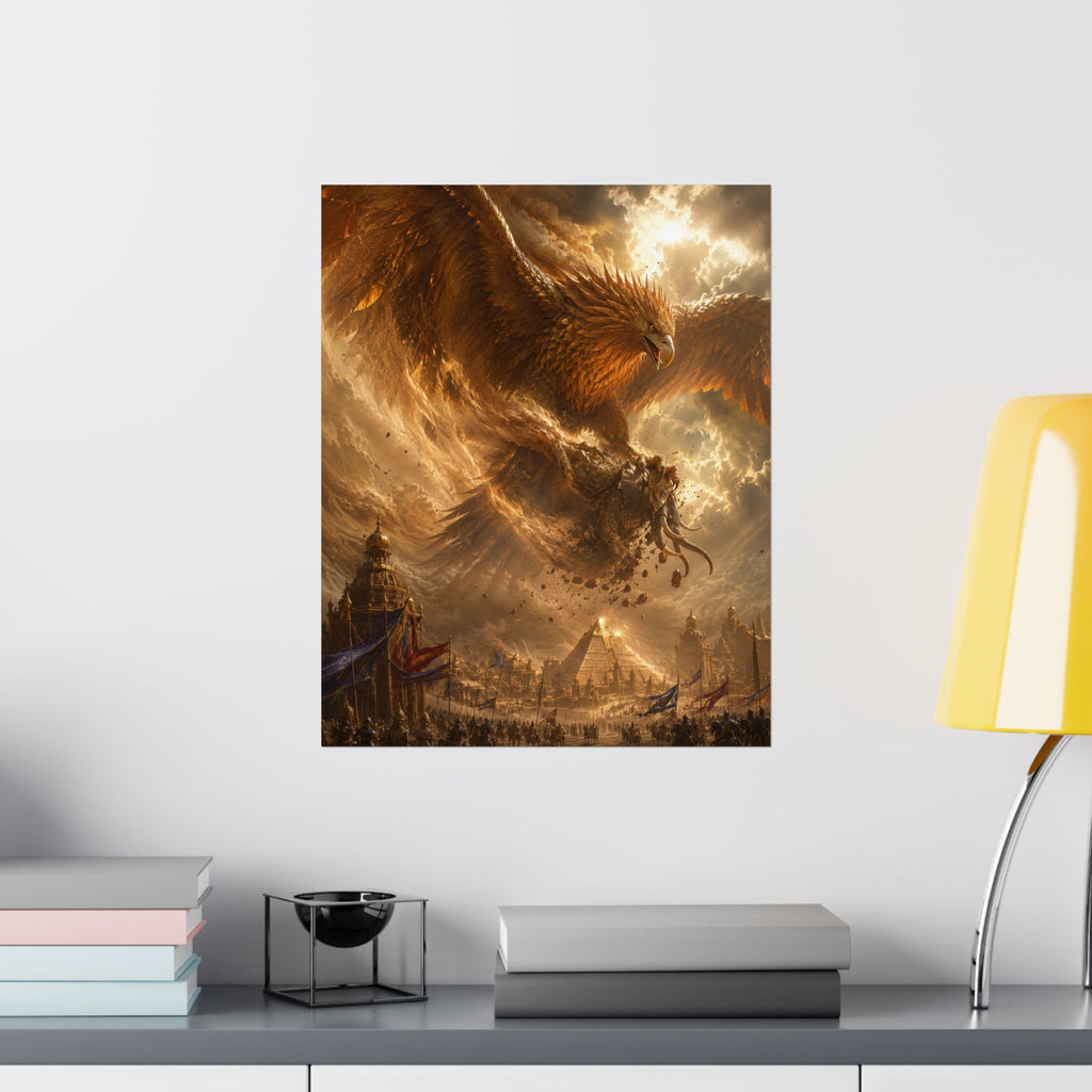 Giant Golden Phoenix Matte Vertical Poster | Fantasy Art, Mythical Bird
