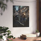 Dark Fantasy Poster — Medieval Warrior & Wizard Wall Art