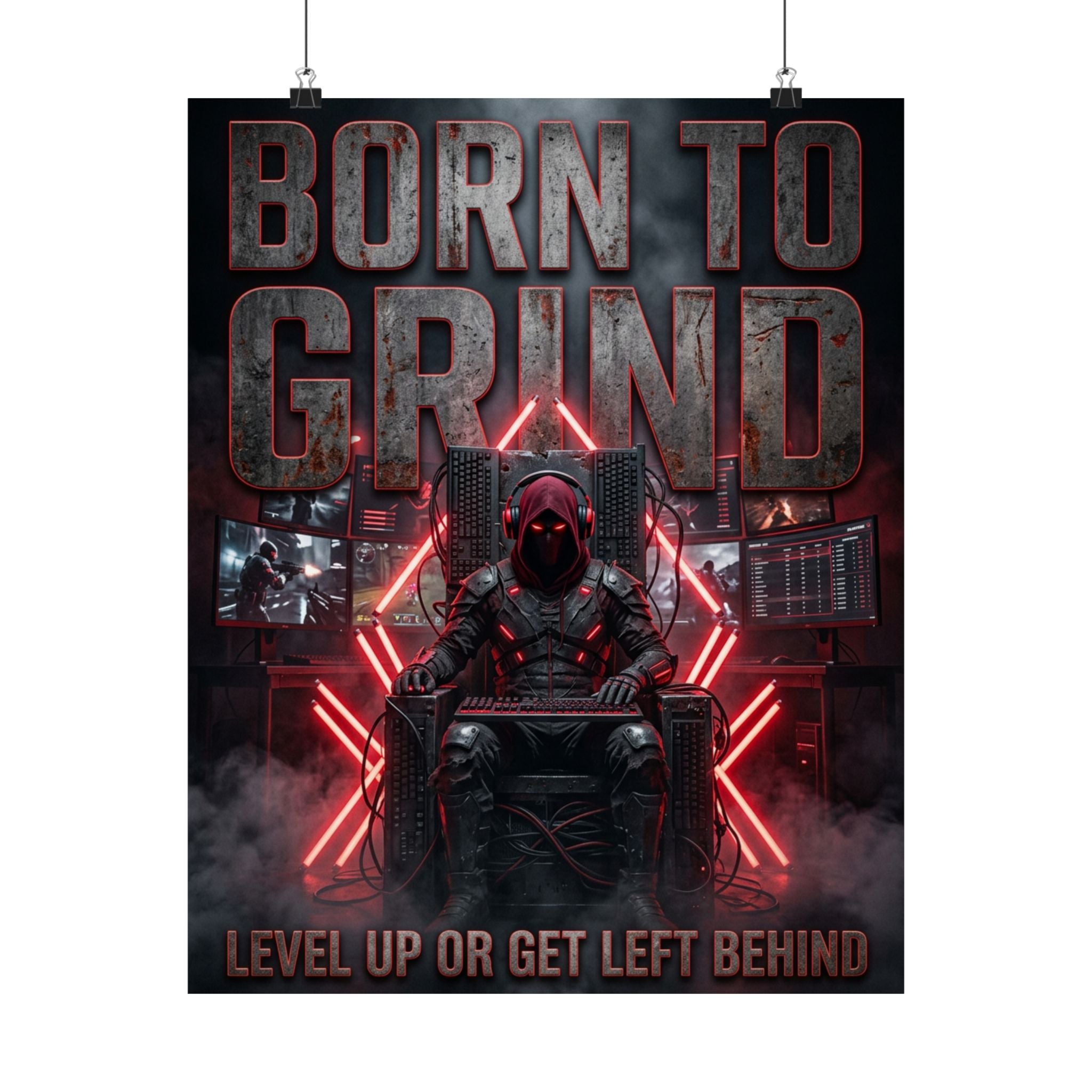 Born to Grind Gaming Poster — "Level Up or Get Left Behind" Matte Motivational Gaming Wall Art