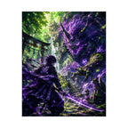 Demon Slayer Anime Poster — Purple Oni Battle Scene | Matte Vertical Wall Art