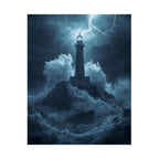 Lighthouse in Storm Poster — Moody Nautical Wall Art