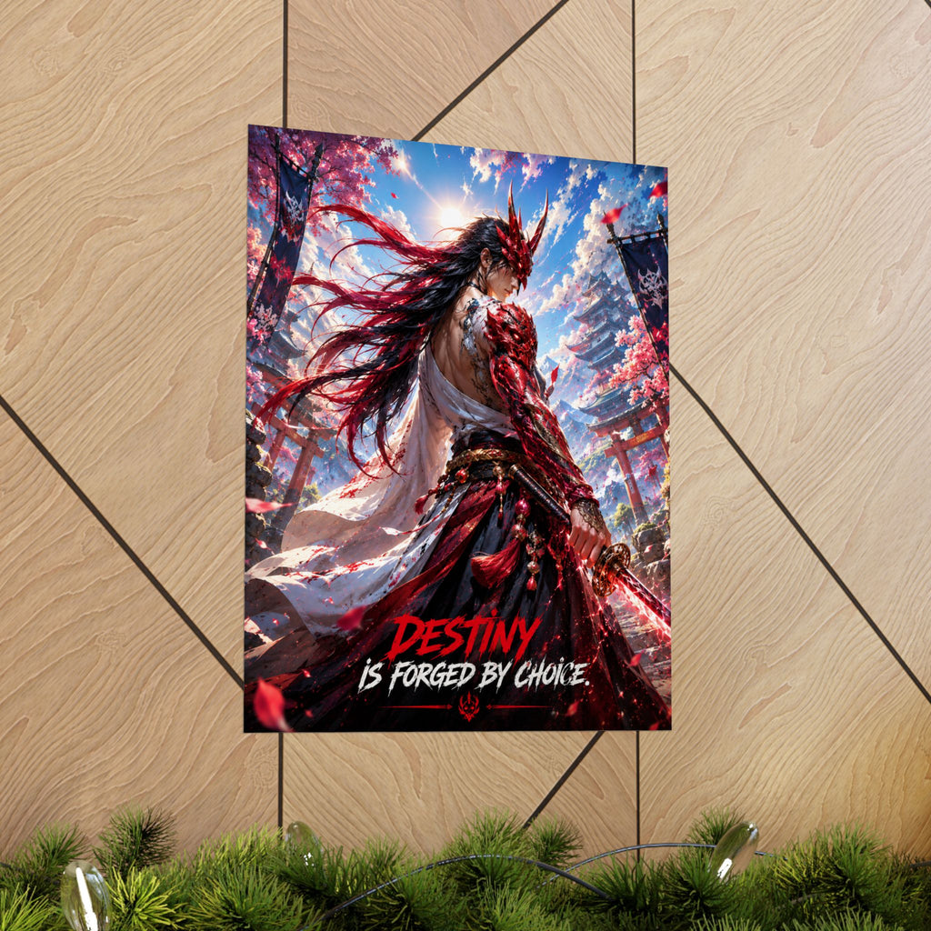 Samurai Warrior Matte Poster — "Destiny Is Forged By Choice" Motivational Wall Art