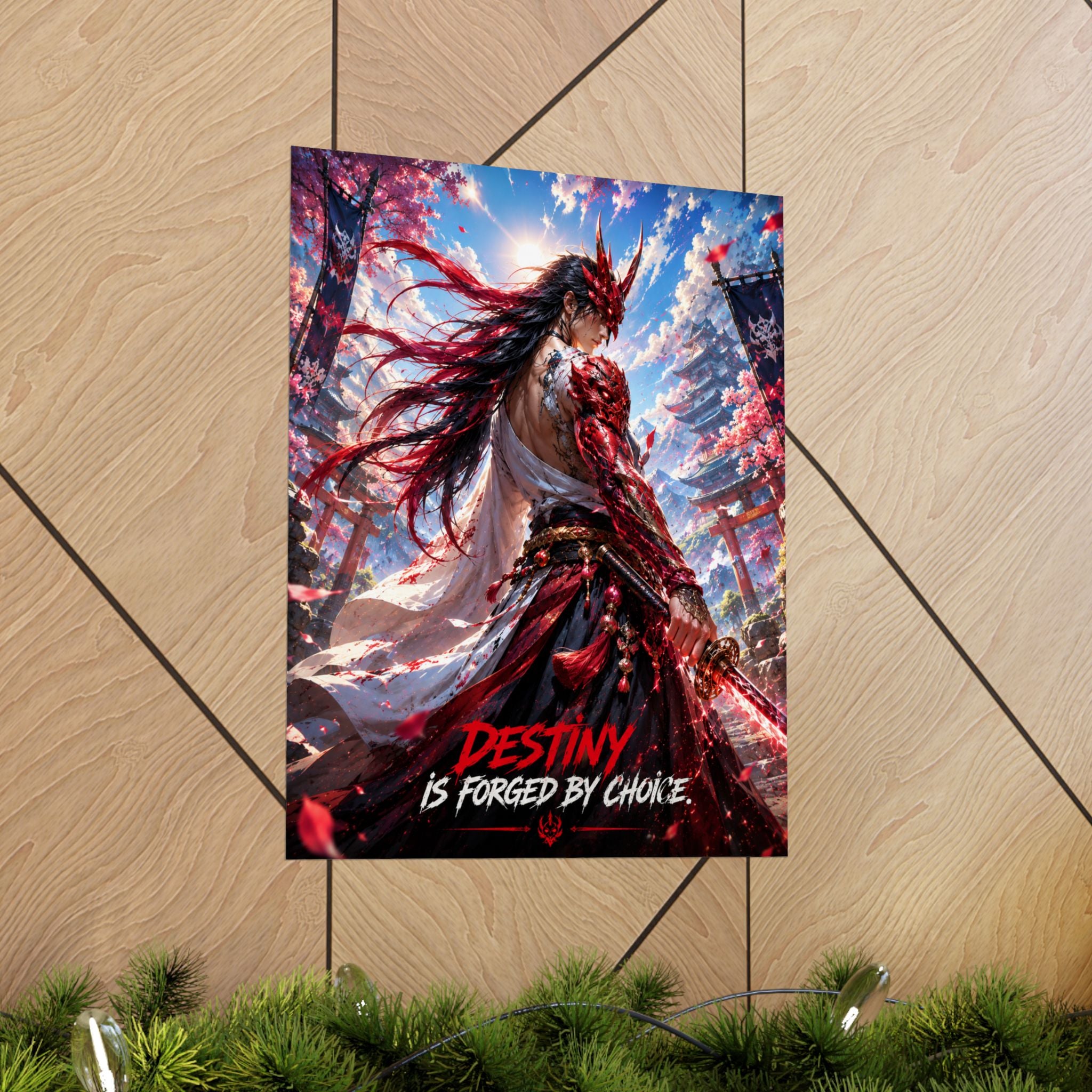 Samurai Warrior Matte Poster — "Destiny Is Forged By Choice" Motivational Wall Art