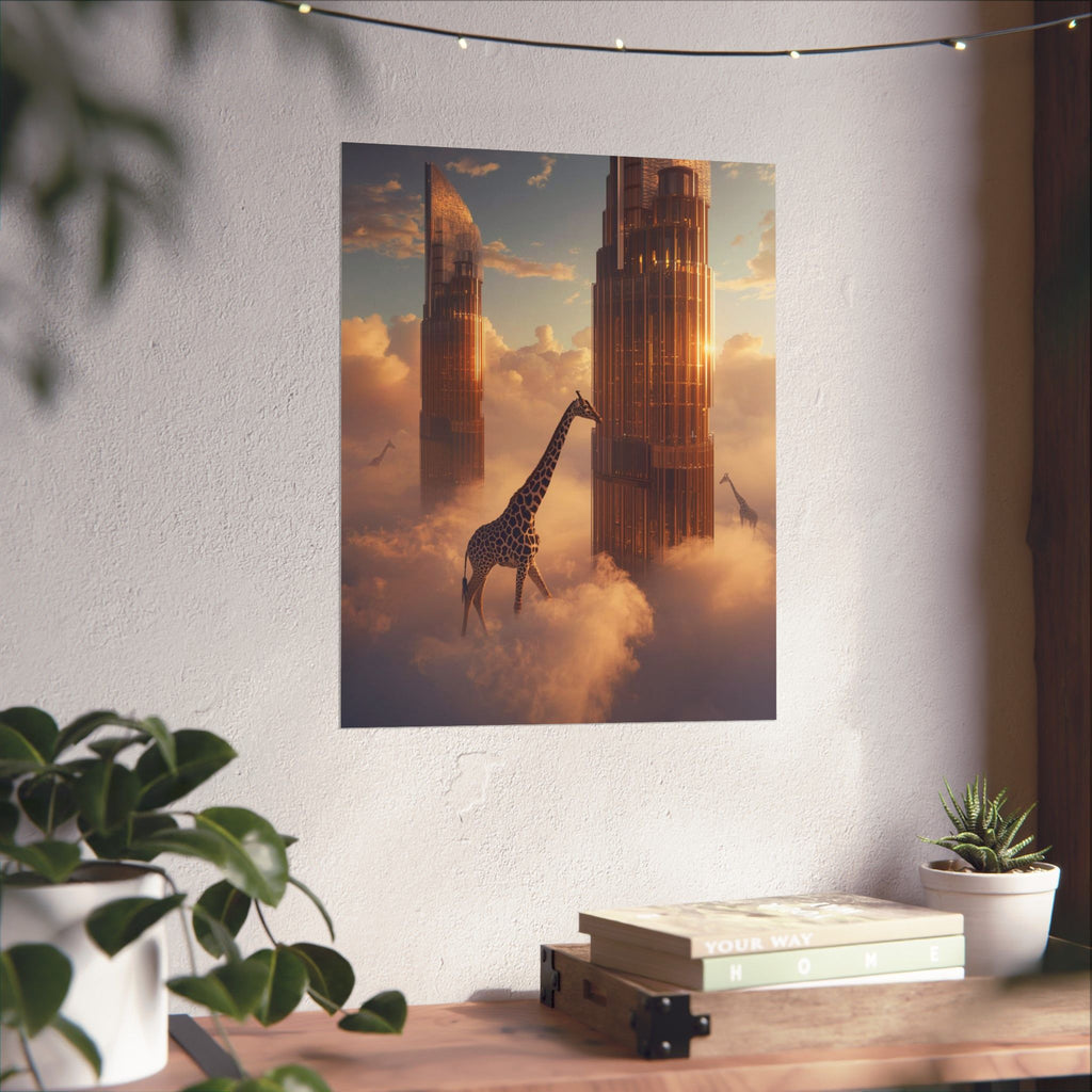 Surreal Giraffe Art Poster, Modern Wall Decor, Unique Gift for Animal Lovers, Contemporary Home Art, Stylish Office Decoration