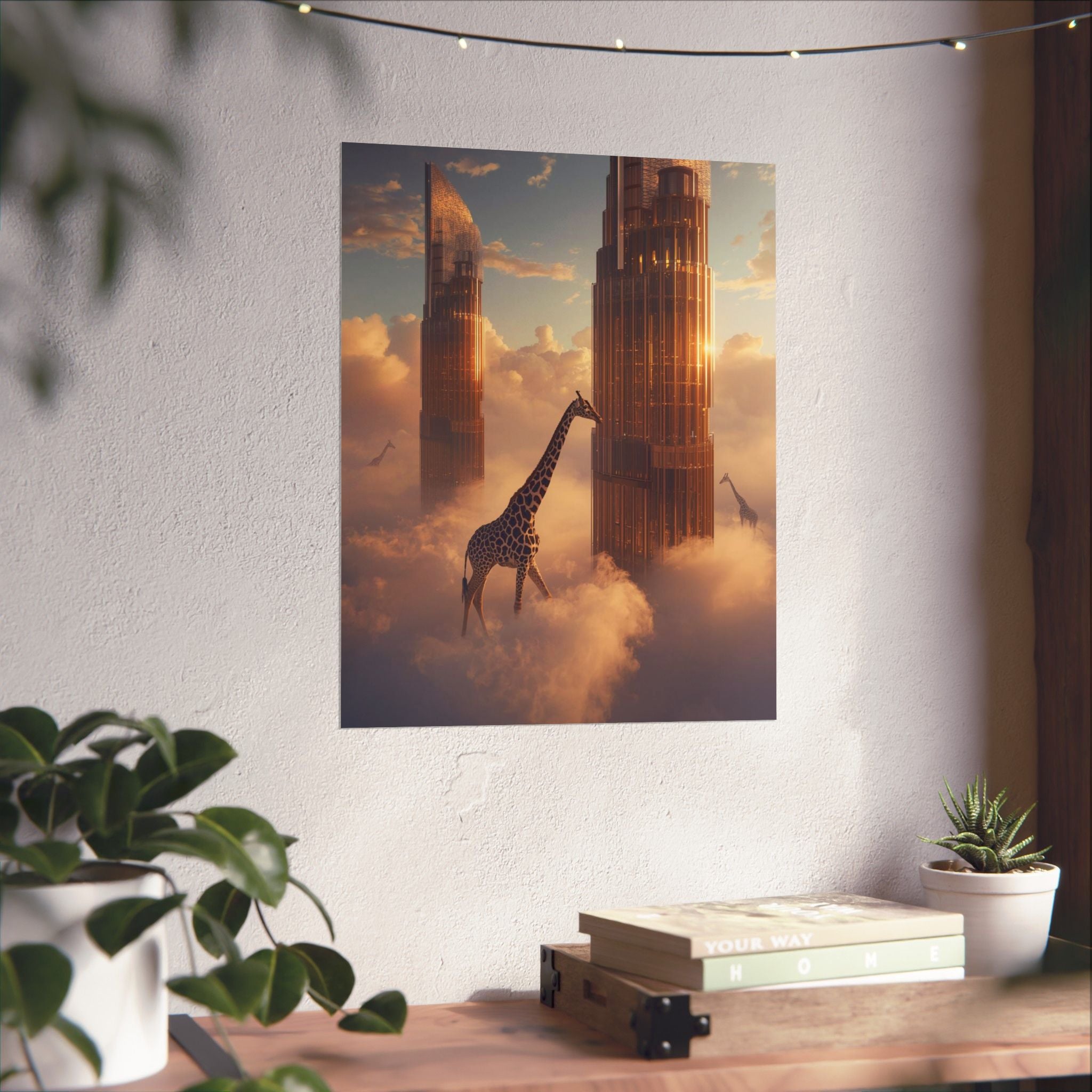 Surreal Giraffe Art Poster, Modern Wall Decor, Unique Gift for Animal Lovers, Contemporary Home Art, Stylish Office Decoration