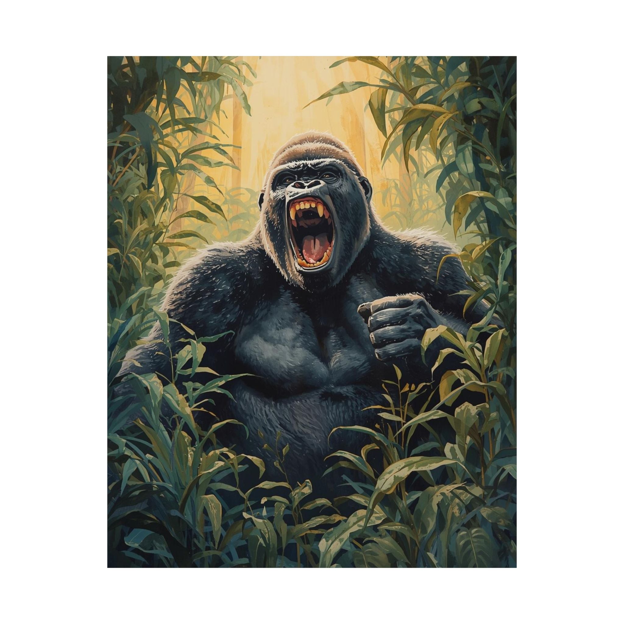 Fierce Gorilla Matte Vertical Poster, Wild Animal Art Print, Jungle Wall Decor, Nature Lover Gift, Unique Home Decoration