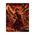 Fiery Anime Chef Matte Vertical Poster | Spicy Cooking Illustration