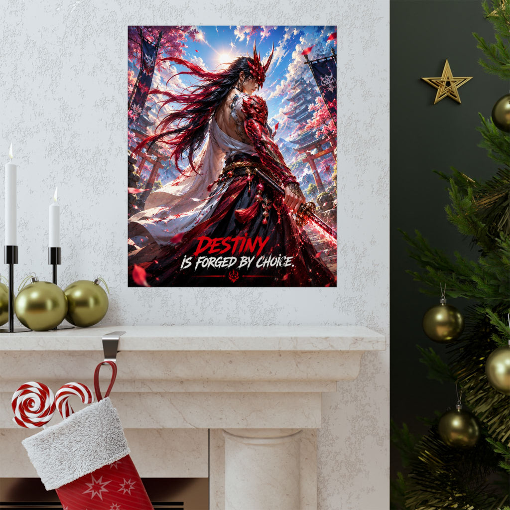 Samurai Warrior Matte Poster — "Destiny Is Forged By Choice" Motivational Wall Art