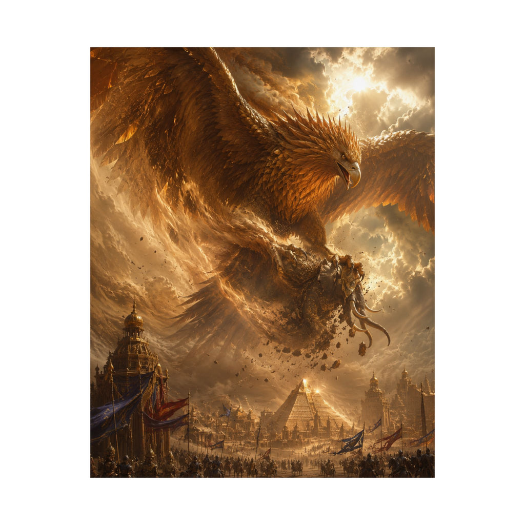 Giant Golden Phoenix Matte Vertical Poster | Fantasy Art, Mythical Bird