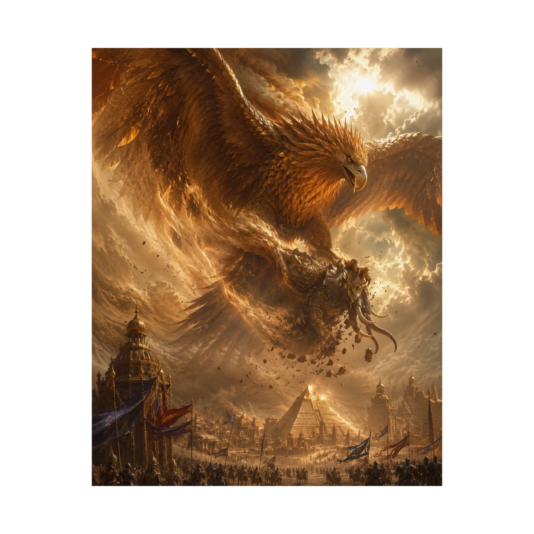 Giant Golden Phoenix Matte Vertical Poster | Fantasy Art, Mythical Bird