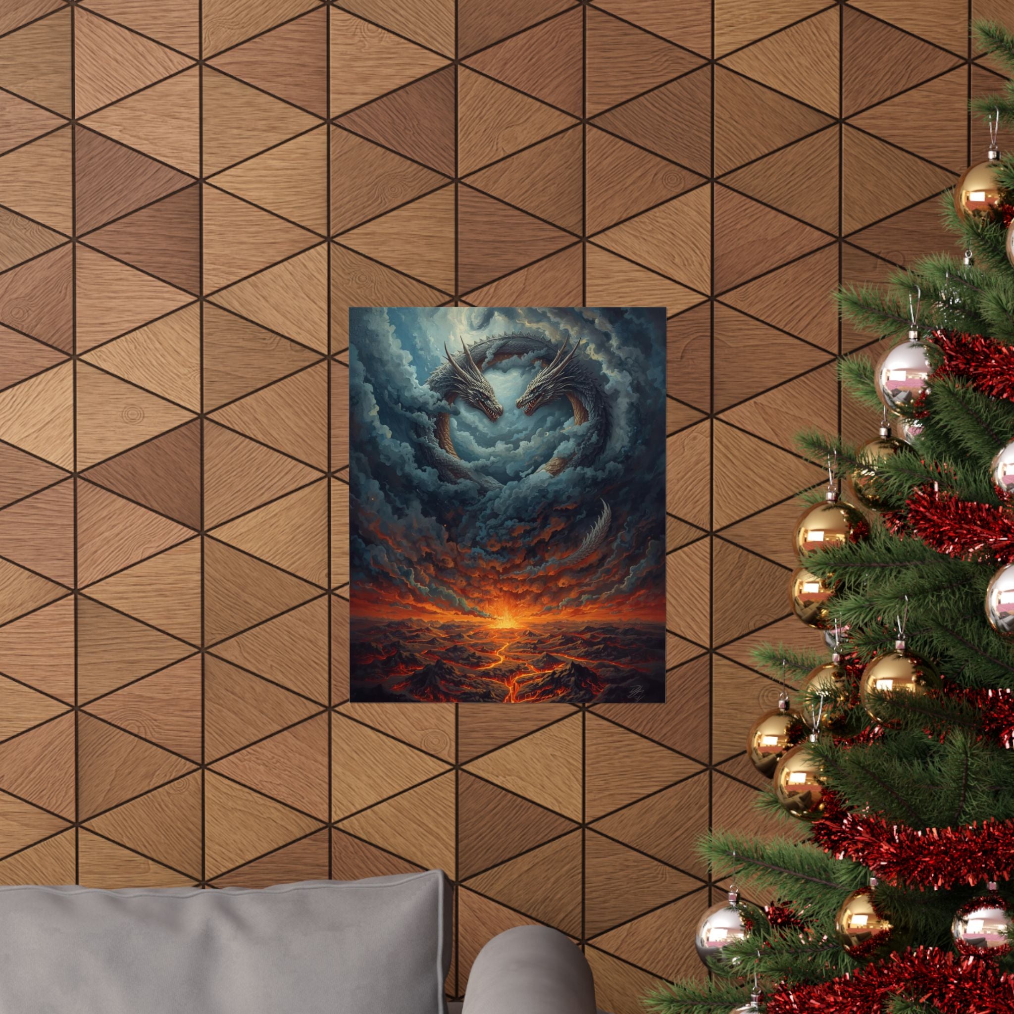 Mythical Dragon Art Poster, Fantasy Wall Decor, Home Art Print, Gift for Dragon Lovers, Matte Vertical Wall Art