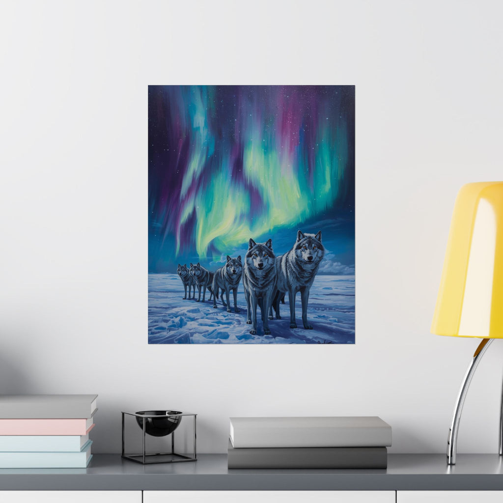 Aurora Borealis Wolf Poster, Nature Wall Art, Wildlife Decor, Northern Lights Print, Gift for Animal Lovers