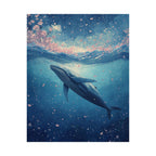 Whale Art Poster, Underwater Wall Décor, Ocean Lover Gift, Floral Nature Print, Home Decoration