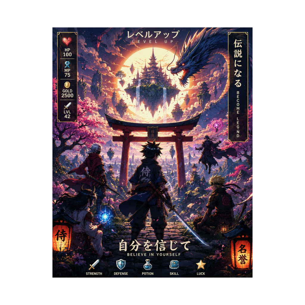 Samurai Fantasy Anime Art  — "Believe in Yourself" Japanese Dragon Art