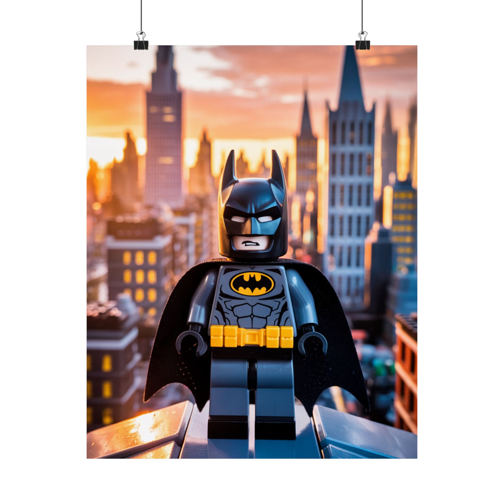 Lego Hero City Skyline Gaming Poster — Vertical Superhero Wall Art