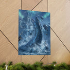 Ice Dragon Rising Poster | Fantasy Kraken Creature Matte Vertical Print