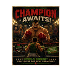 Boxing Retro Poster — "Champion Awaits" Gaming Vertical Motivational Wall Art