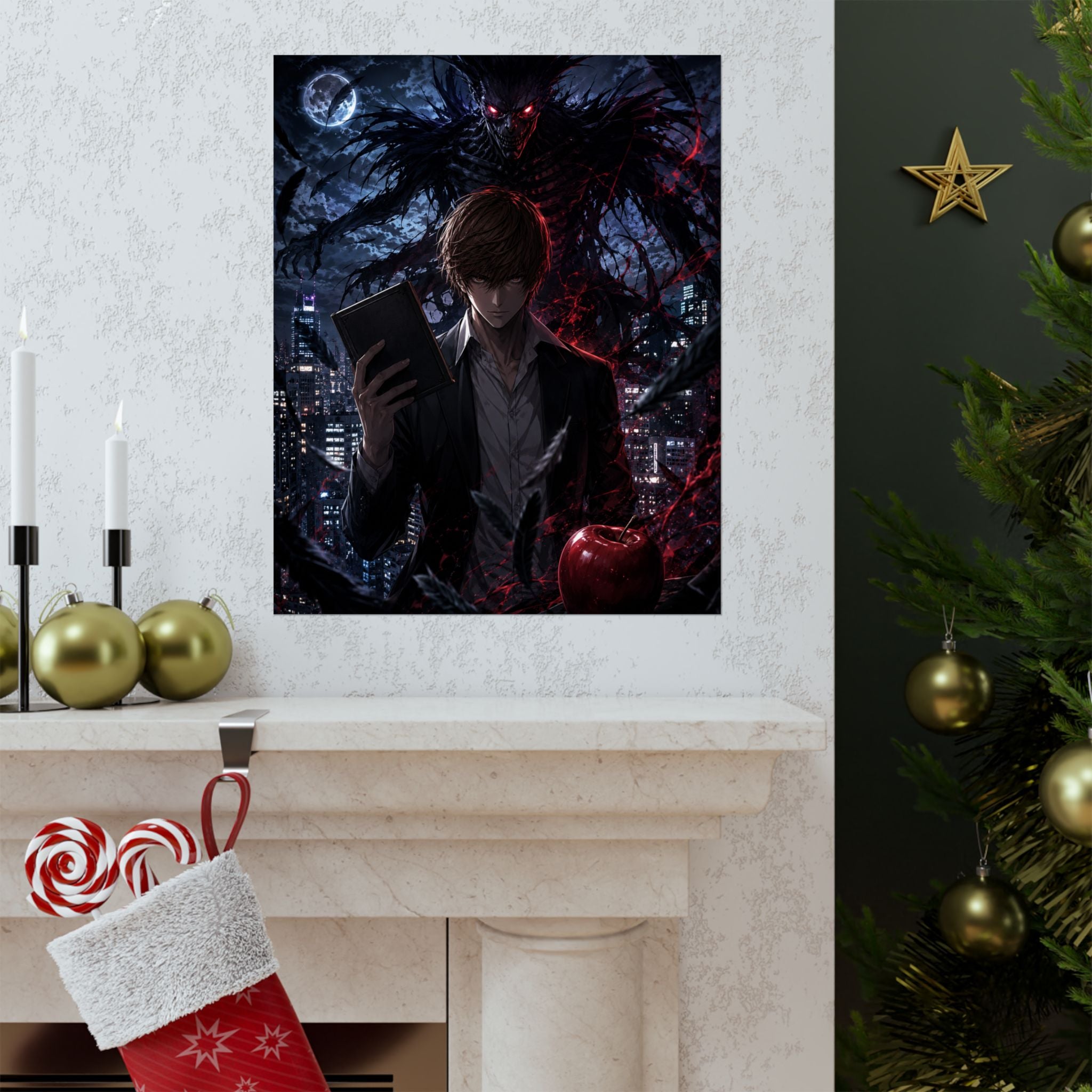 Death Note Matte Poster — Dark Ryuk & Light Yagami Anime Art (Vertical)