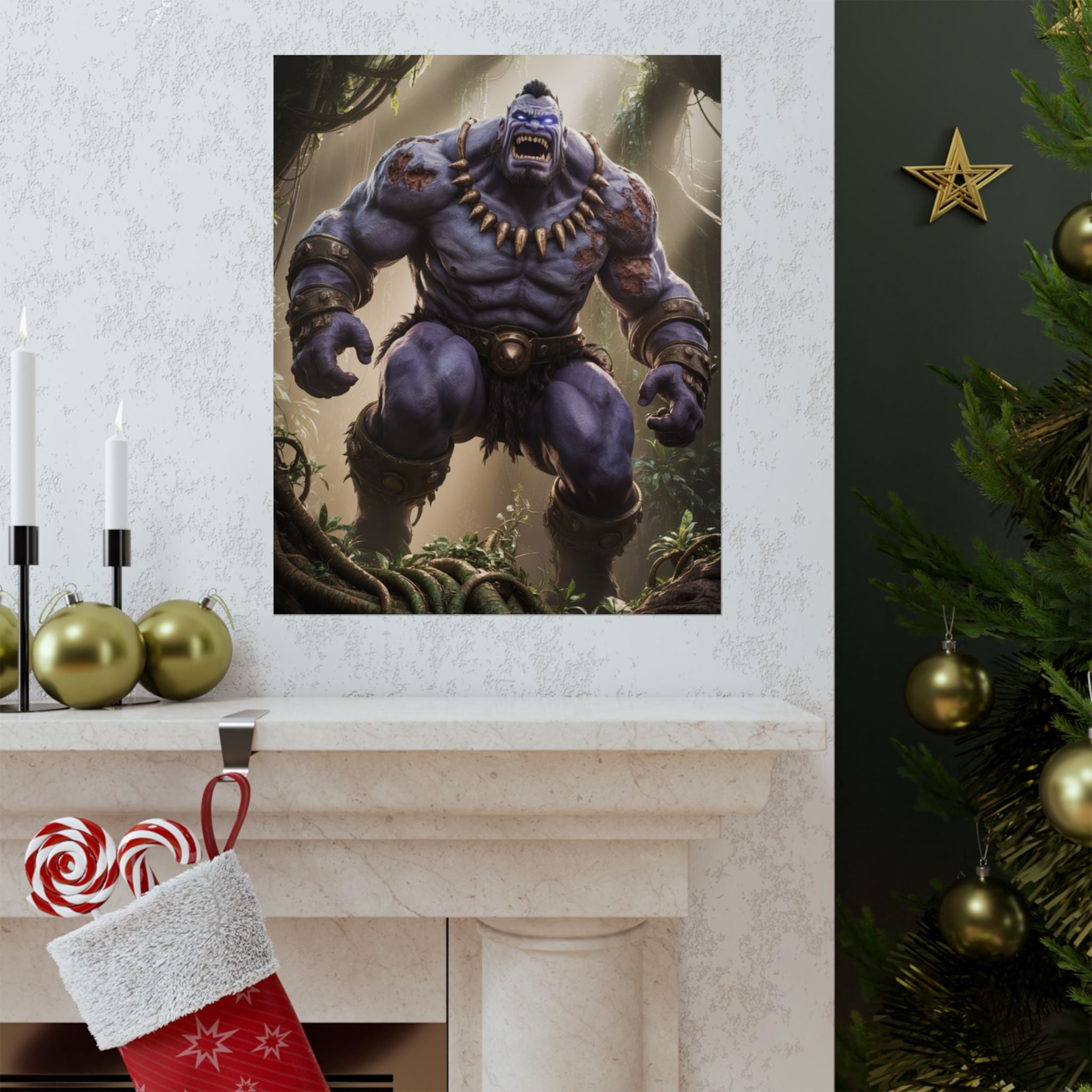 Dark Forest Troll Poster — Mythic Fantasy Matte Vertical Art Print