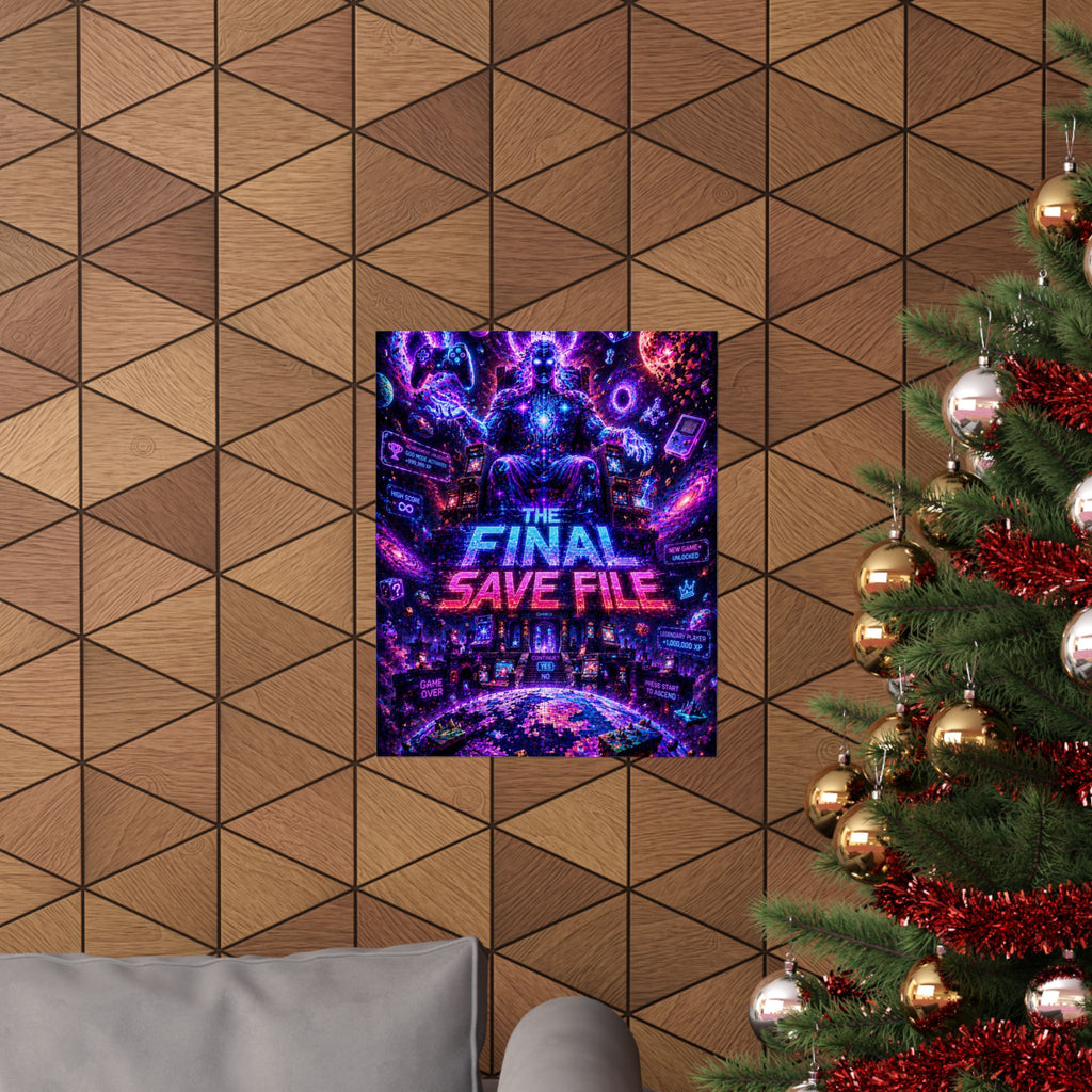 The Final Save File Gaming Poster- Neon Gaming Art