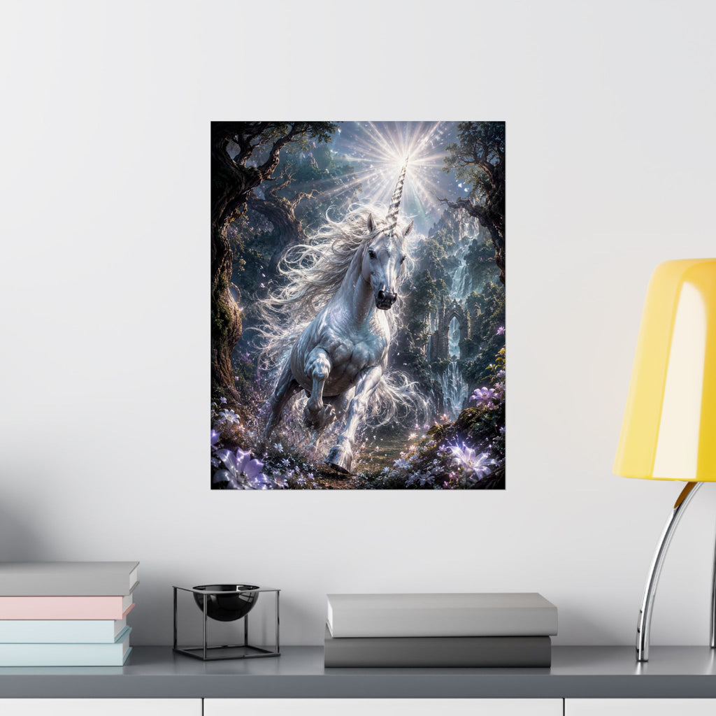 Majestic White Unicorn Poster | Matte Vertical Fantasy Wall Art