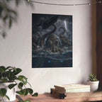 Giant Kraken Attack Matte Poster | Nautical Sea Monster Storm Art