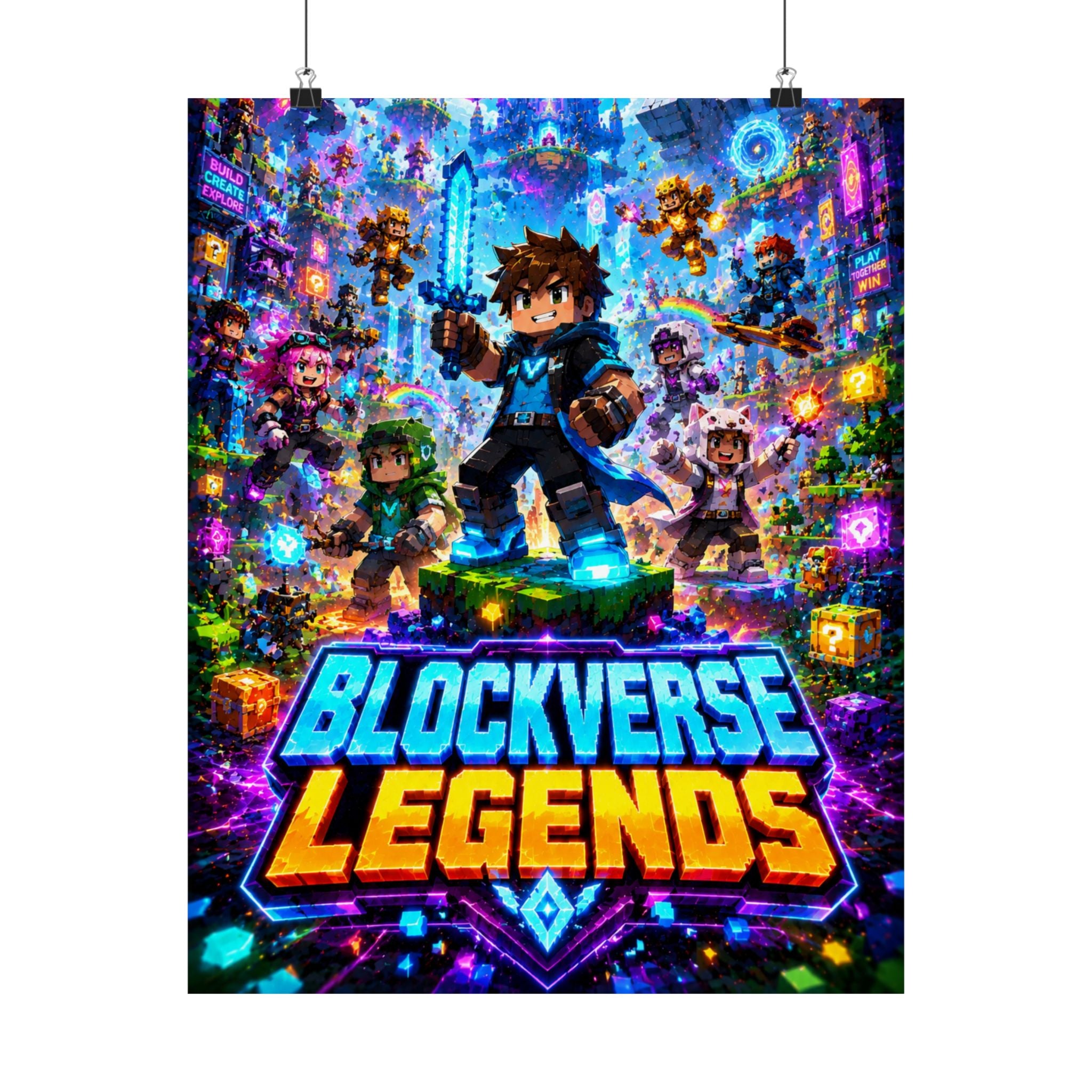 Blockverse Legends Gaming Poster — Colorful Gaming Art