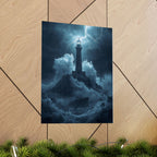Lighthouse in Storm Poster — Moody Nautical Wall Art