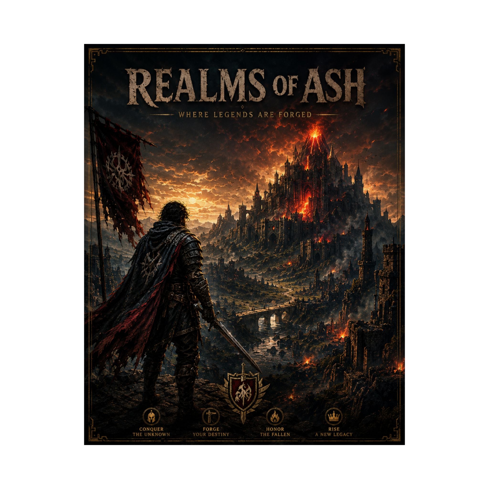 Realms of Crimson – Dark Fantasy Gaming Inspired Poster