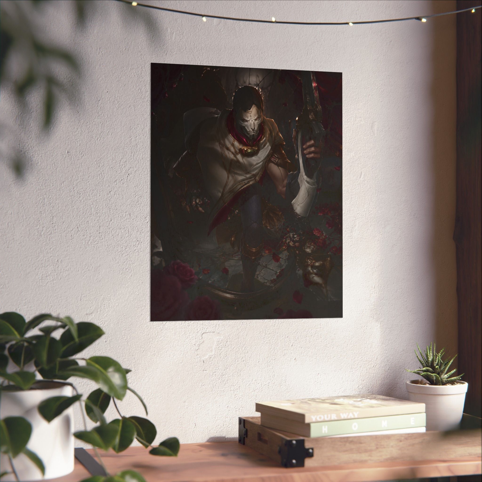 Dark Fantasy Masked Warrior Wall Art — Matte Vertical Art Print