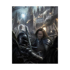 Dark Fantasy Poster — Medieval Warrior & Wizard Wall Art
