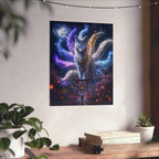 Nine-Tailed Fox Spirit Matte Poster | Kitsune, Mystical Night Shrine Art