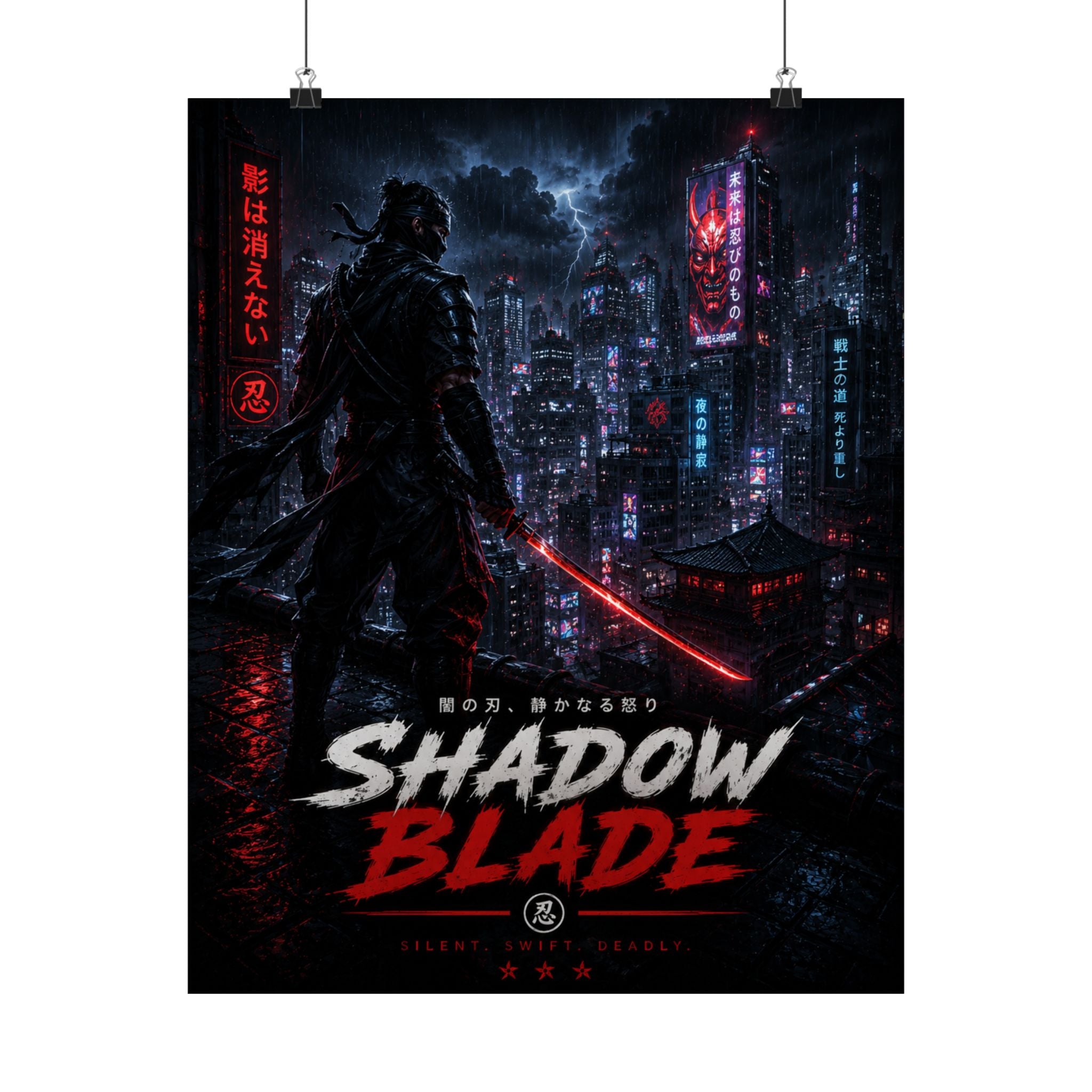 Shadow Requiem – Cyber Ninja Gaming Inspired Poster