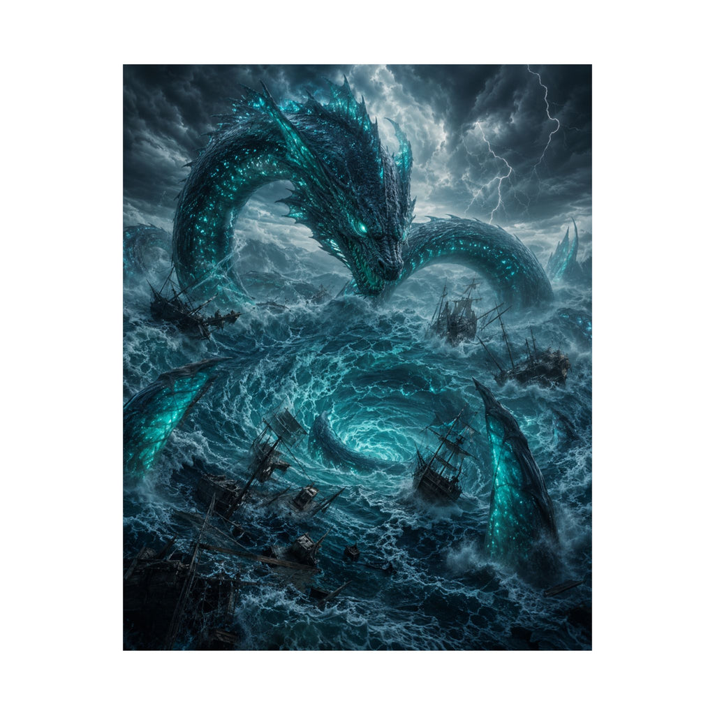 Sea Serpent Storm Poster | Kraken Ocean Monster Fantasy Art
