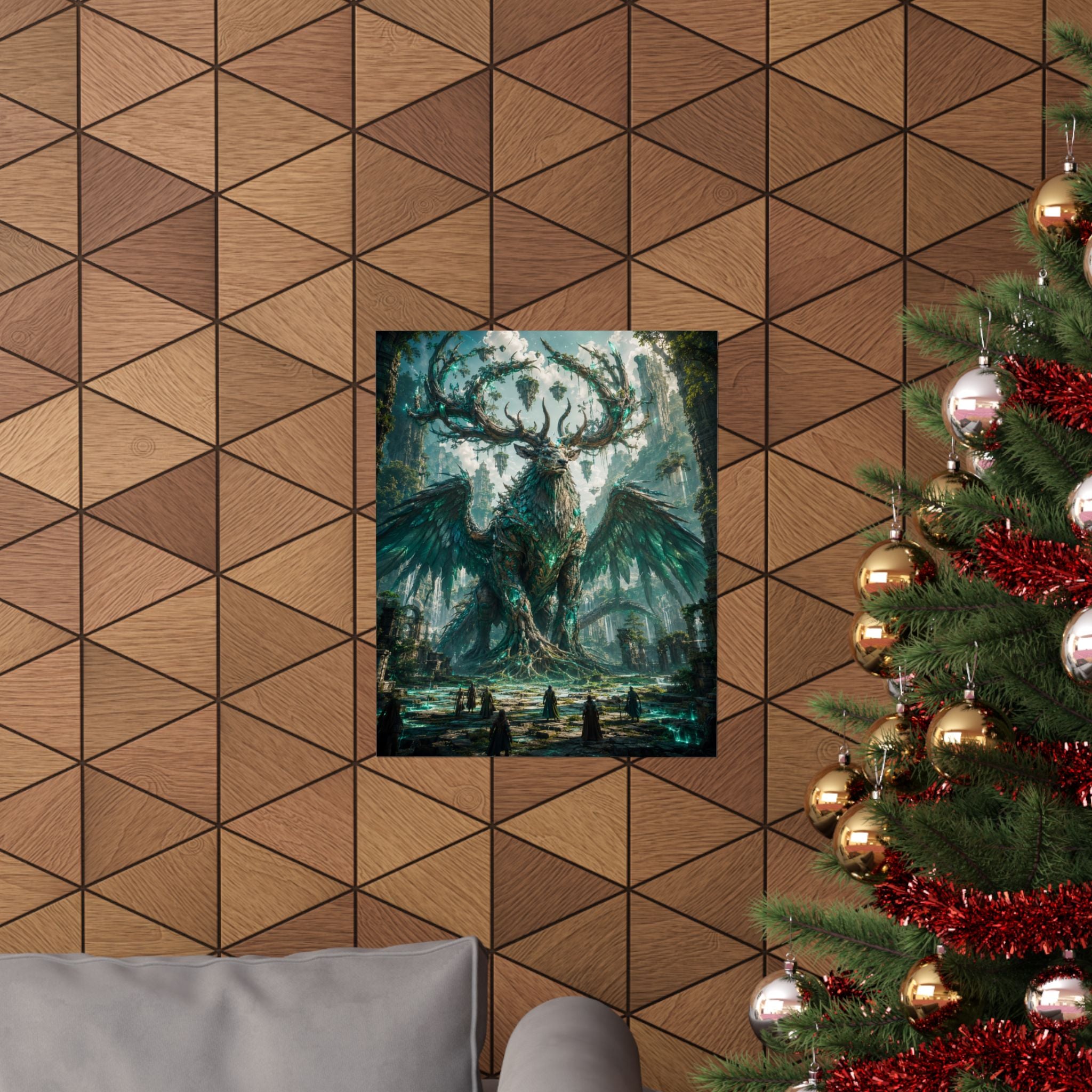 Forest Guardian Stag with Wings Matte Poster | Fantasy Creature Art