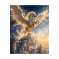 Golden Pegasus Fantasy Matte Vertical Poster | Mythical Winged Horse Wall Art